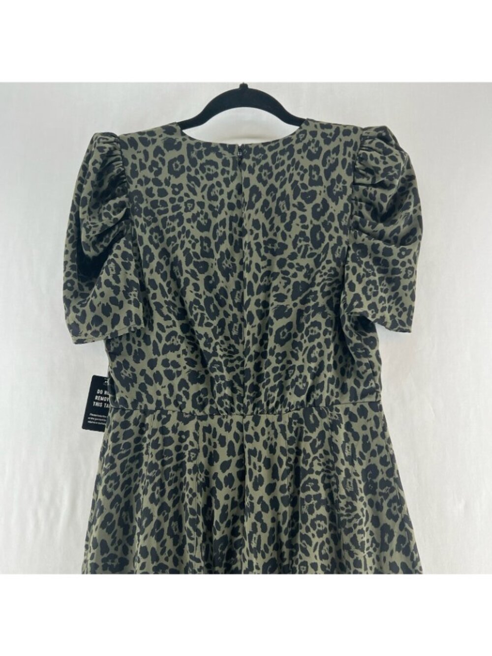 Express Olive Green and Black Leopard Print Mini Dress - Picture 12 of 16